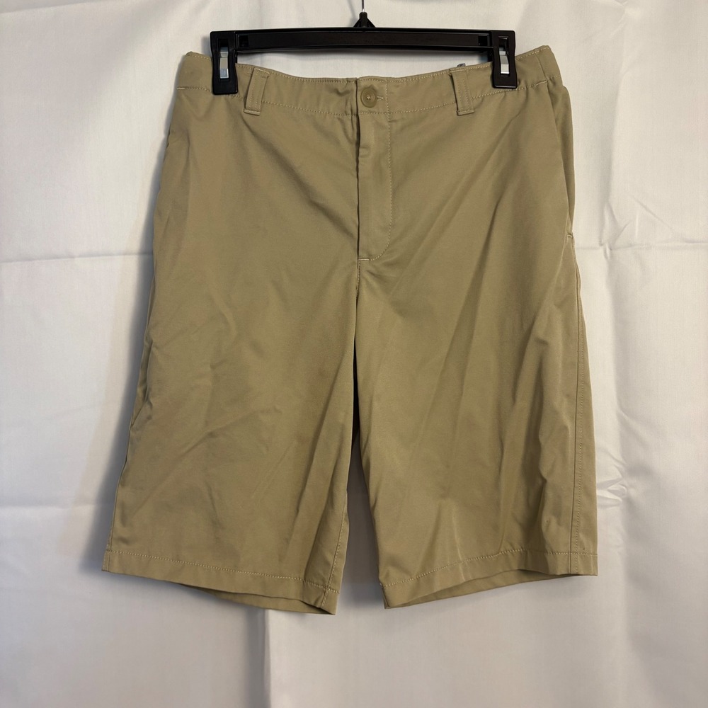 Under Armour Boys Khaki Golf Shorts Adjustable Waist Size 18 Tan 1350164